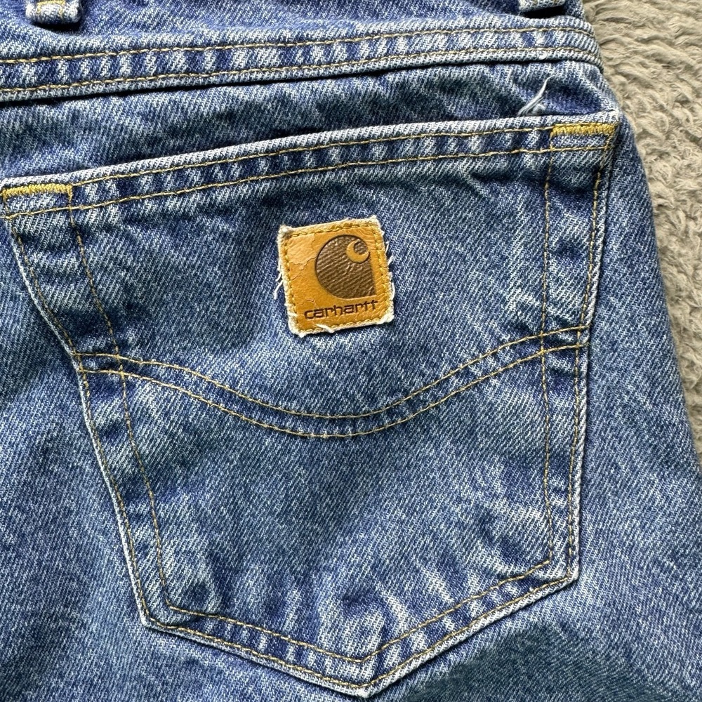Vintage Carhartt Jeans Mens 42x32 Flannel Lined B21 DST Denim Made in USA Union - Picture 4 of 12